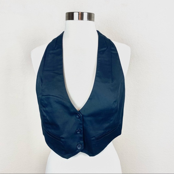 BCBGeneration Vest Black Cropped Button Down - Picture 2 of 9